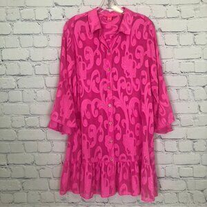 Lilly Pulitzer Linley Coverup Size M Pink Shandy Poly Crepe Swirl